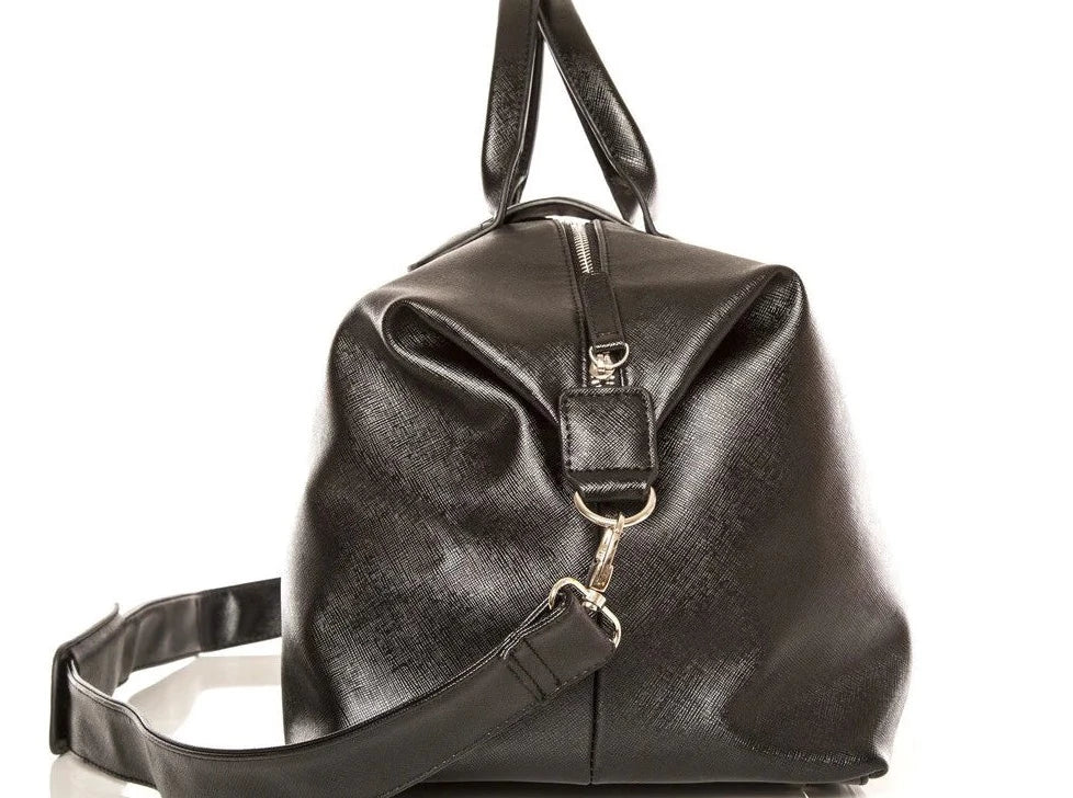 Alpha Leather Duffle Bag Black