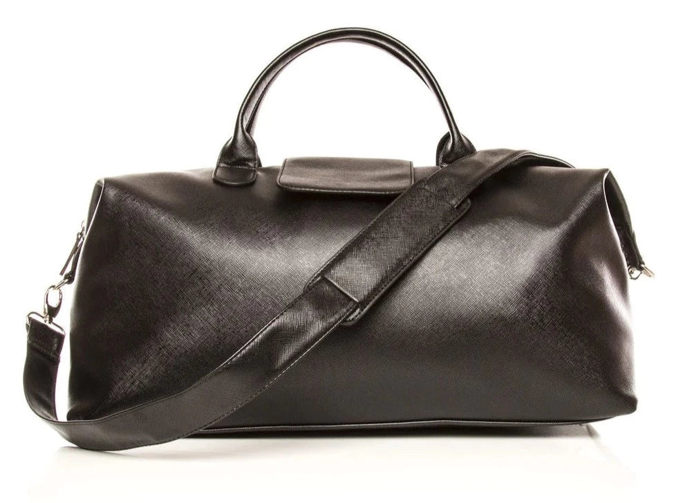 Alpha Leather Duffle Bag Black