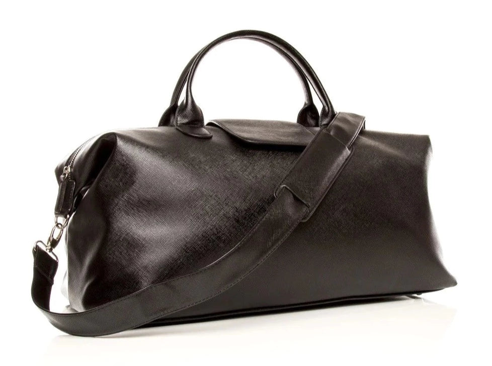 Alpha Leather Duffle Bag Black