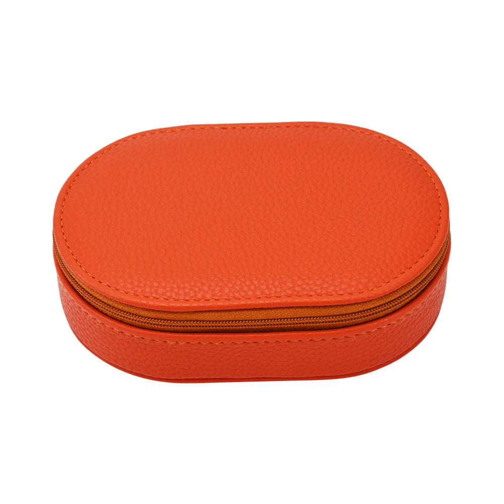 Leah Oval Travel Jewelry Case Orange
