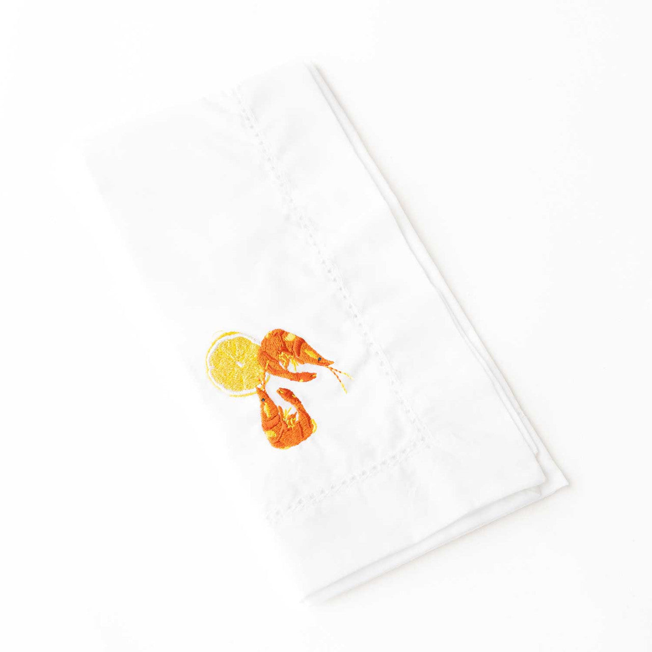 Embroidered Dinner Napkin Lemon Prawns