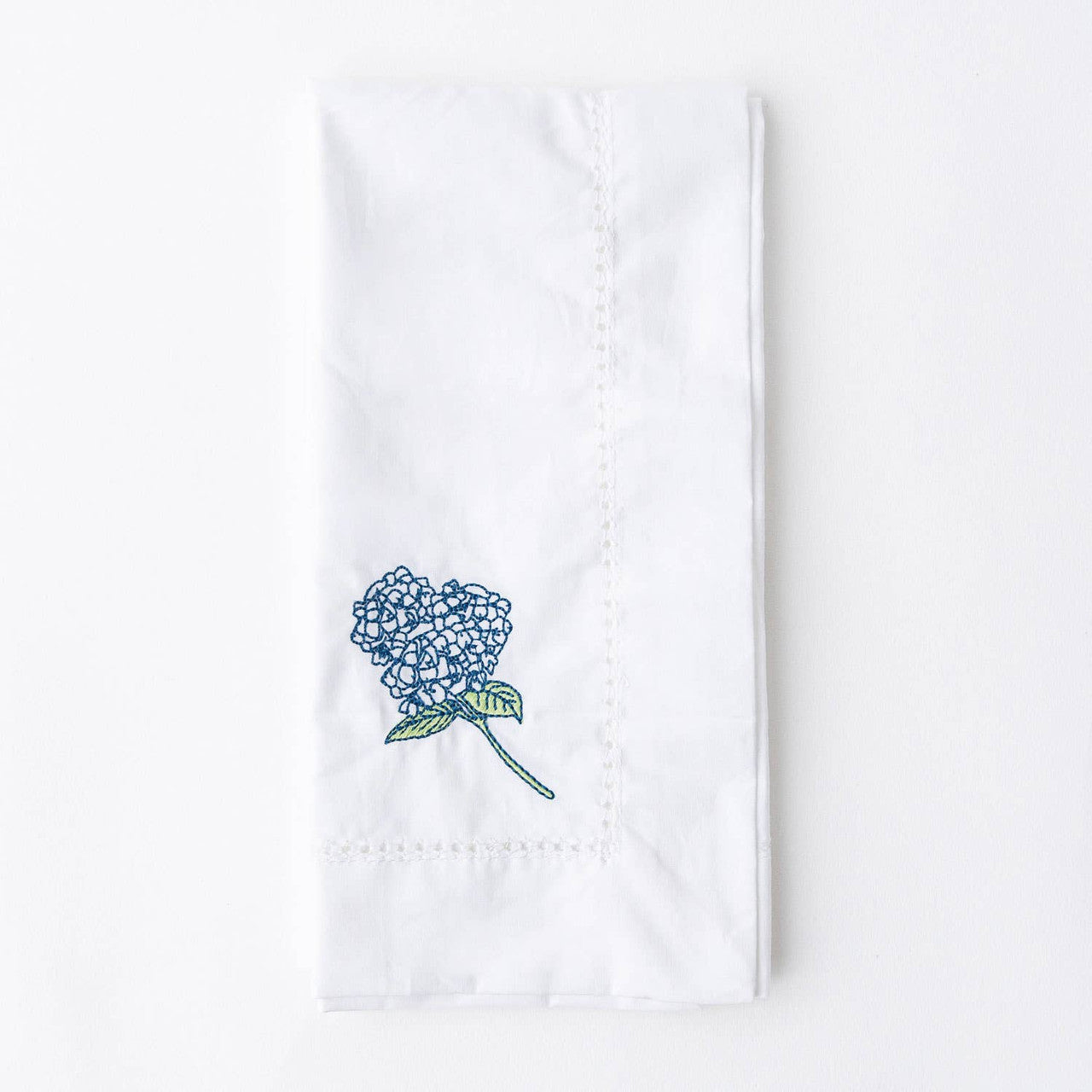 Embroidered Dinner Napkin Hydrangea Stem