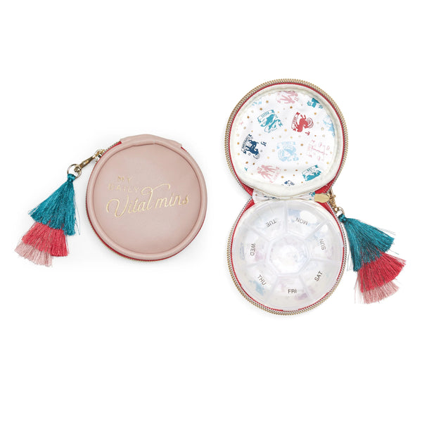Vegan Leather Pill Case Daily Vital Mins