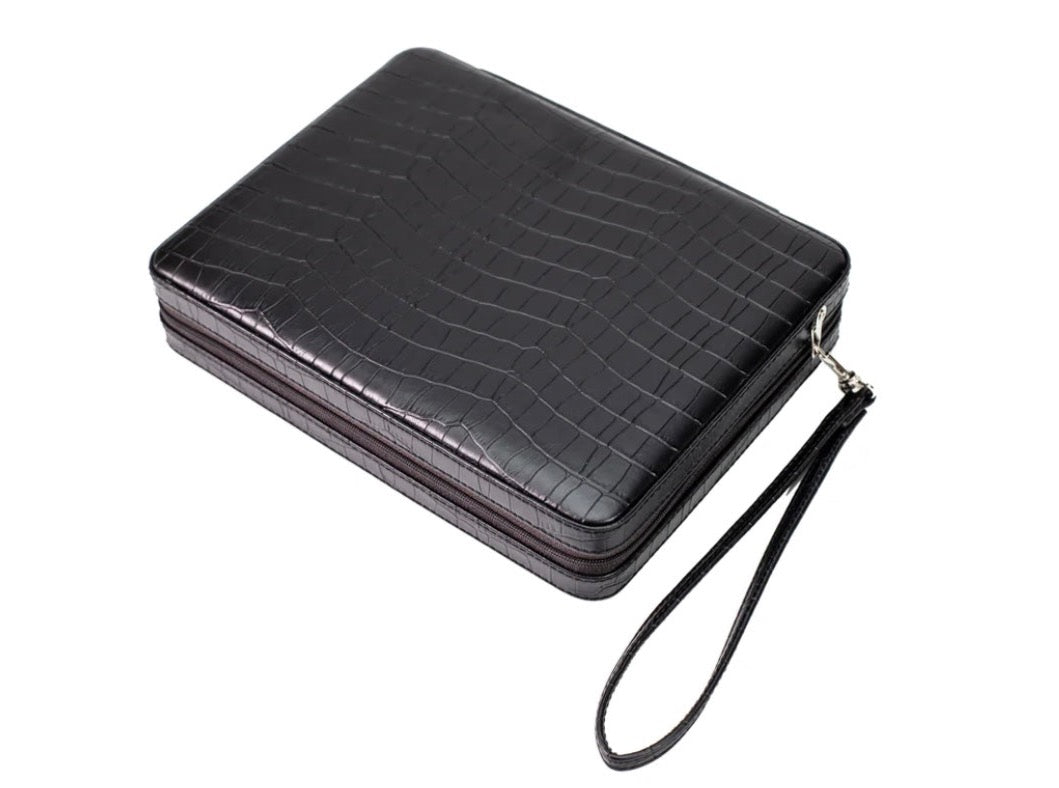Travel Backgammon Set Black Croc