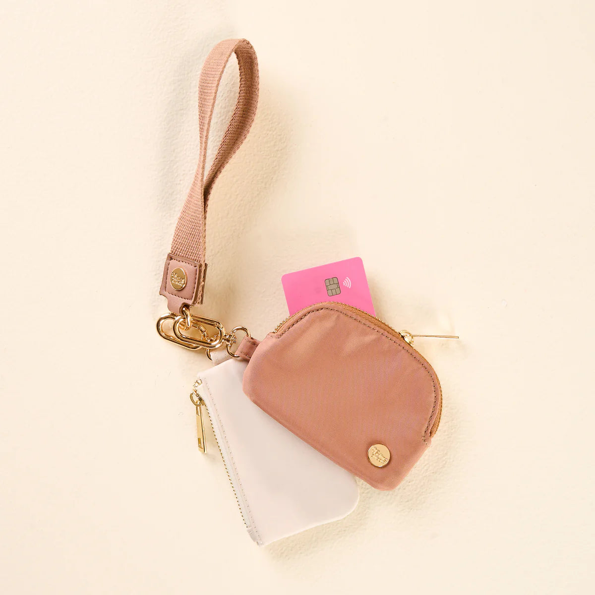 Dynamic Duo Pouch Wristlet Beige