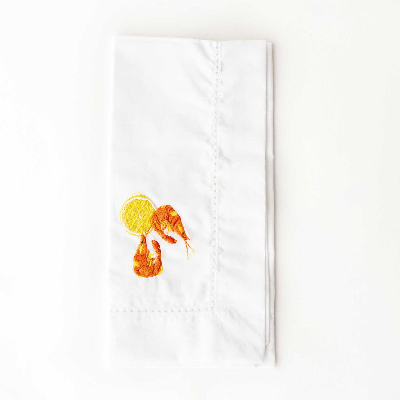 Embroidered Dinner Napkin Lemon Prawns