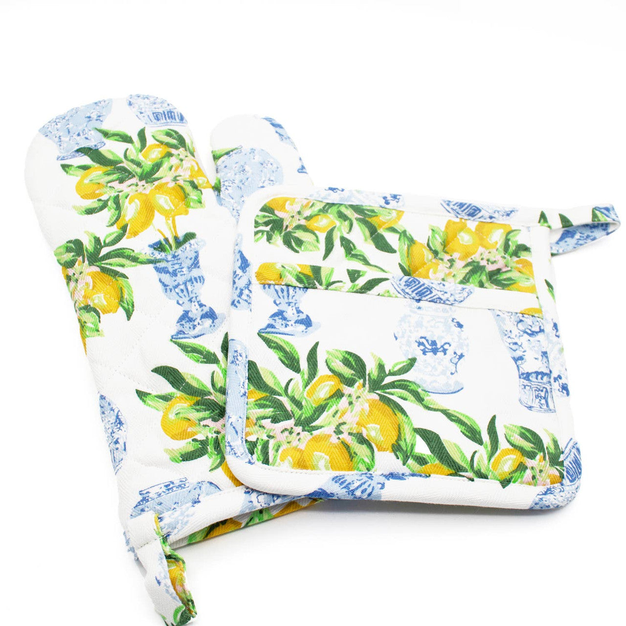 2Pc Oven Mitt Set Lemon Ginger