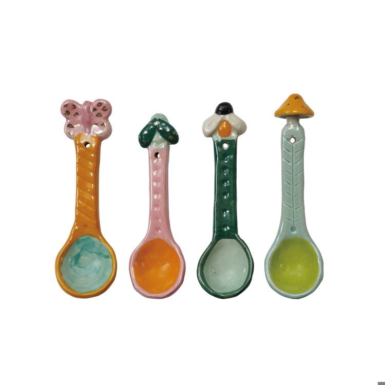 Stoneware Spoon W Bug/Mushroom Handle