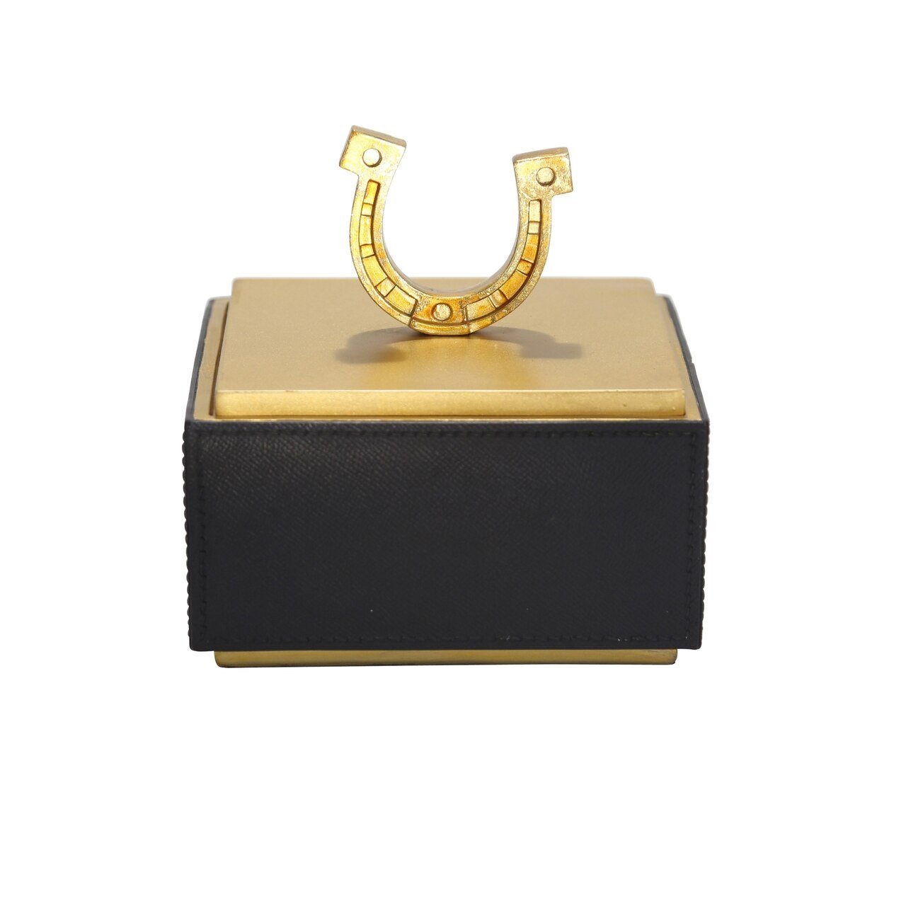 BLACK/GOLD HORSESHOE BOX 6.5"