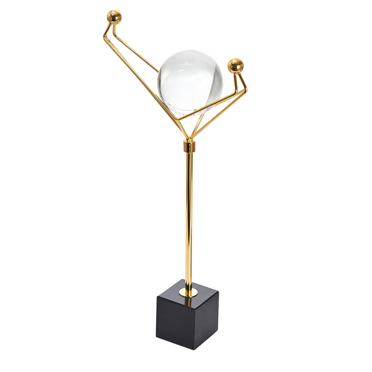 GLASS ORB ON GOLD STAND 18.5"