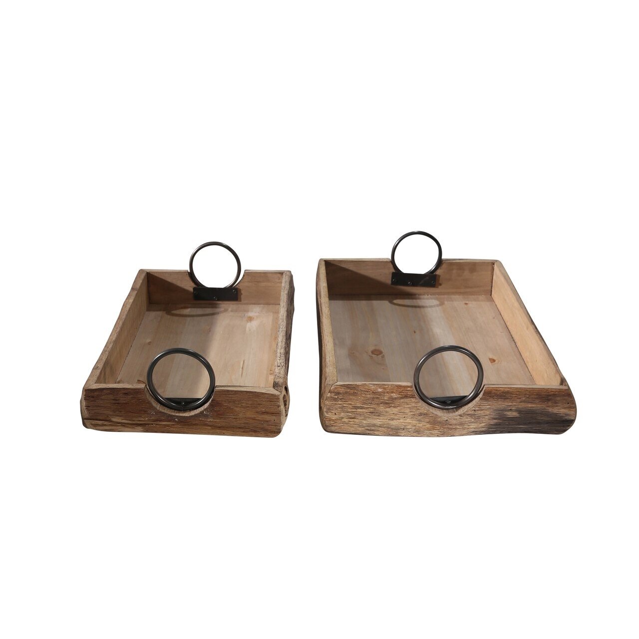 Set of 2 WOOD TRAYS 19X13X5"