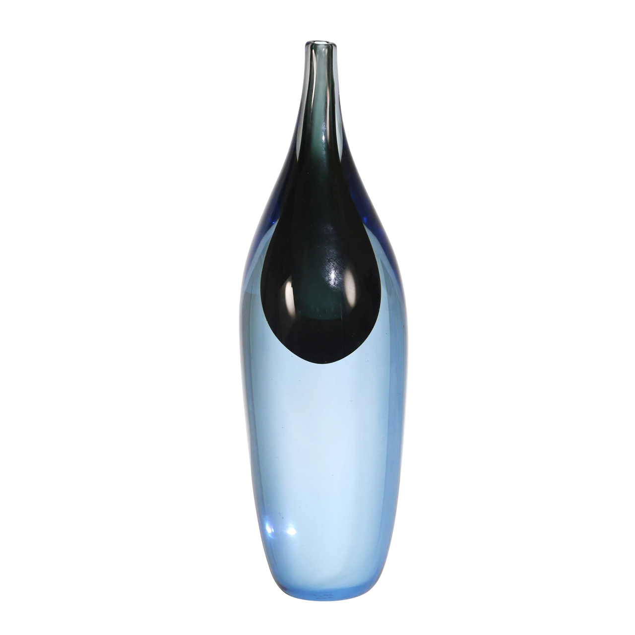 GLASS 14" VASE W/ GOLD BAND