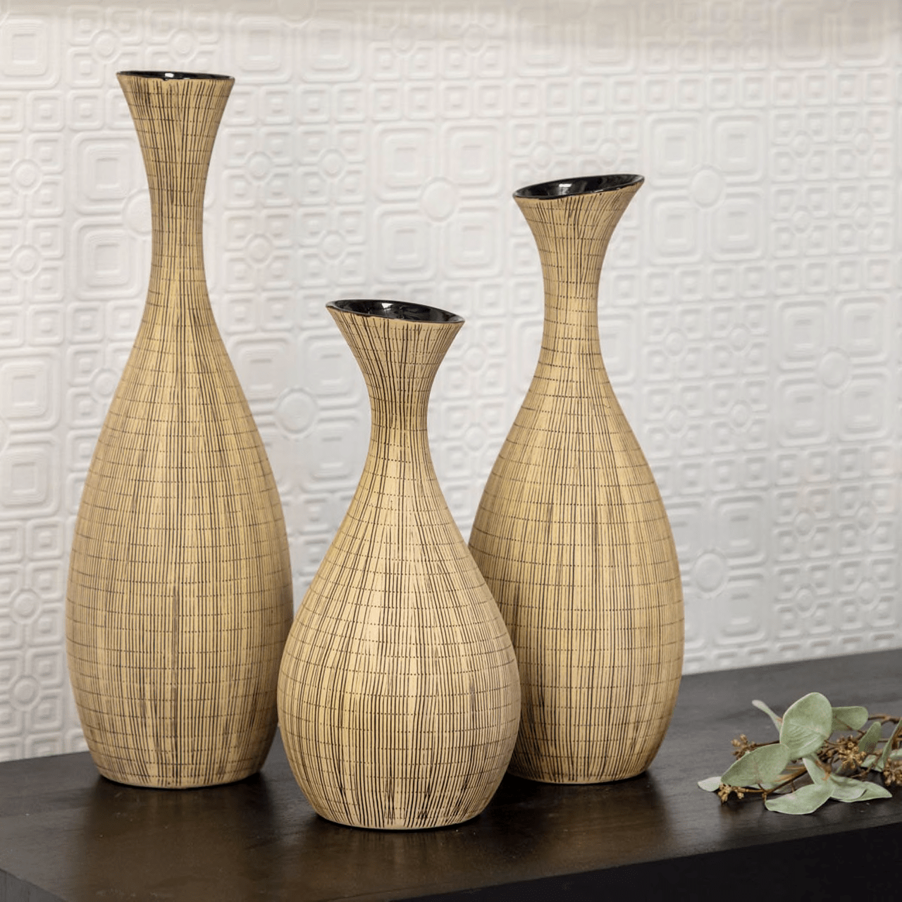 17" H Sorori Vase, Beige