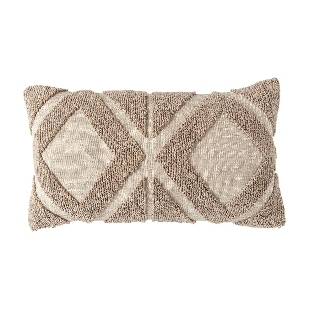 24"L x 14"H Cotton Blend Chenille Lumbar Pillow, Taupe