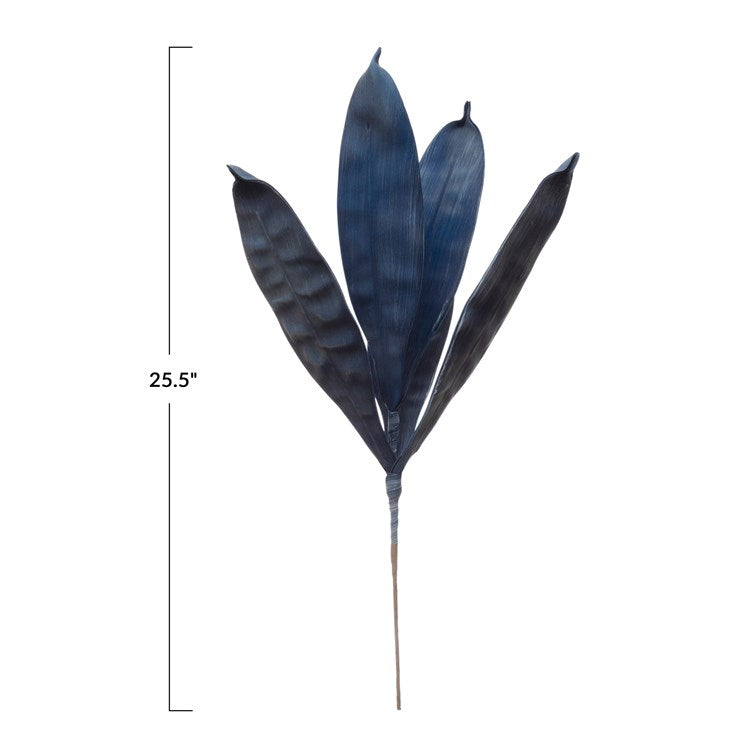 25-1/2"H Faux Reed Leaf Stem, Navy