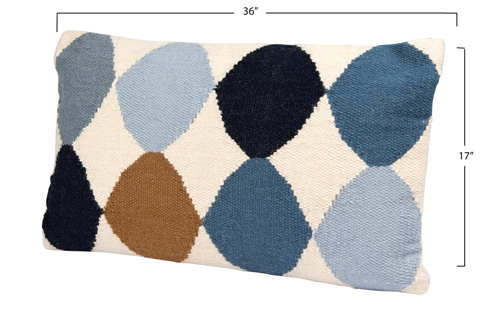 26"L x 16"H Woven Wool Blend Pattern Lumbar Pillow, Multi Color