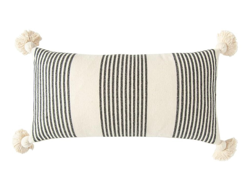 28"L x 14"W Rayon & Cotton Striped Pillow