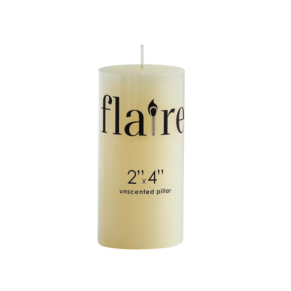 2" Round x 4"H Unscented Pillar Candle (Approximate Burn Time 35 Hours)