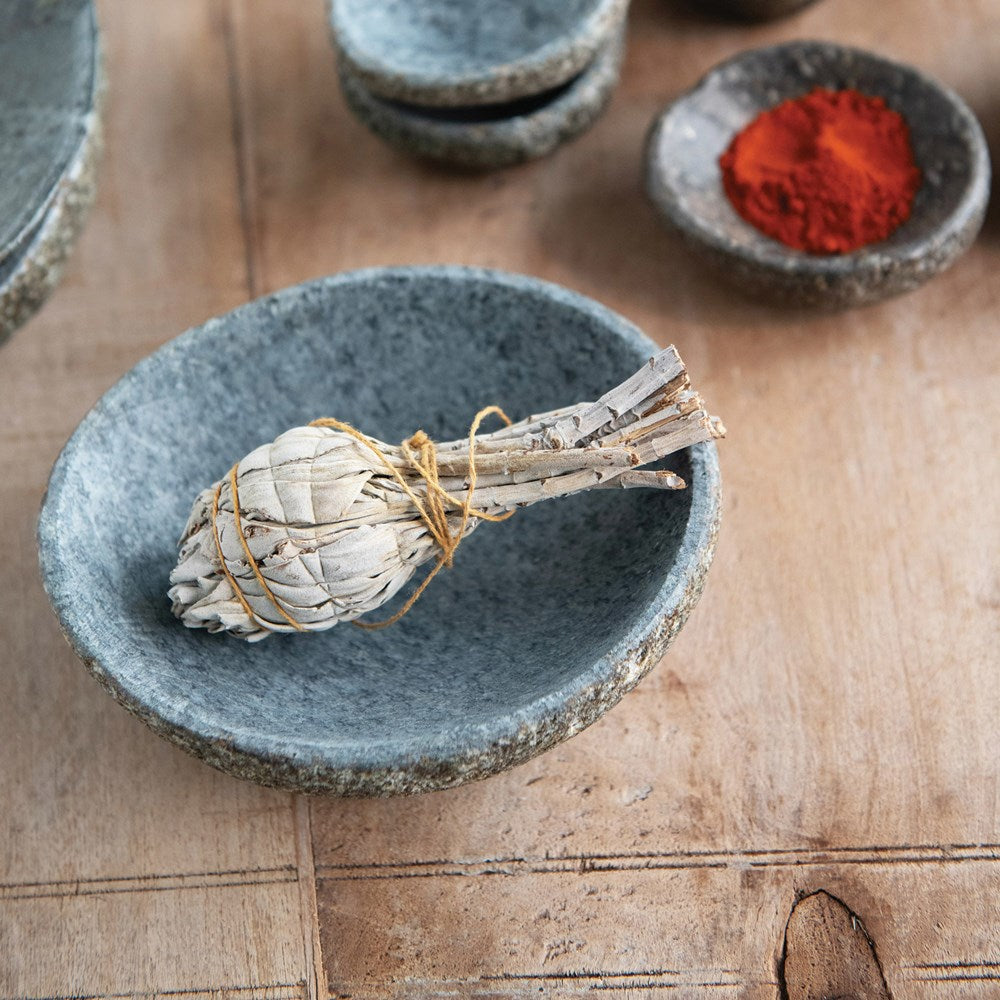 4-1/4" Round x 1-1/2"H Natural Stone Bowl