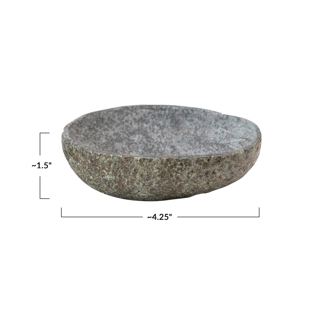 4-1/4" Round x 1-1/2"H Natural Stone Bowl