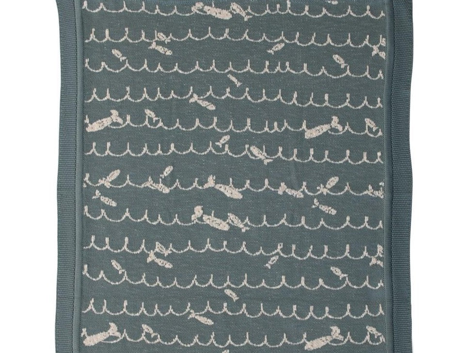 40"L x 32"W Cotton Knit Fish Blanket