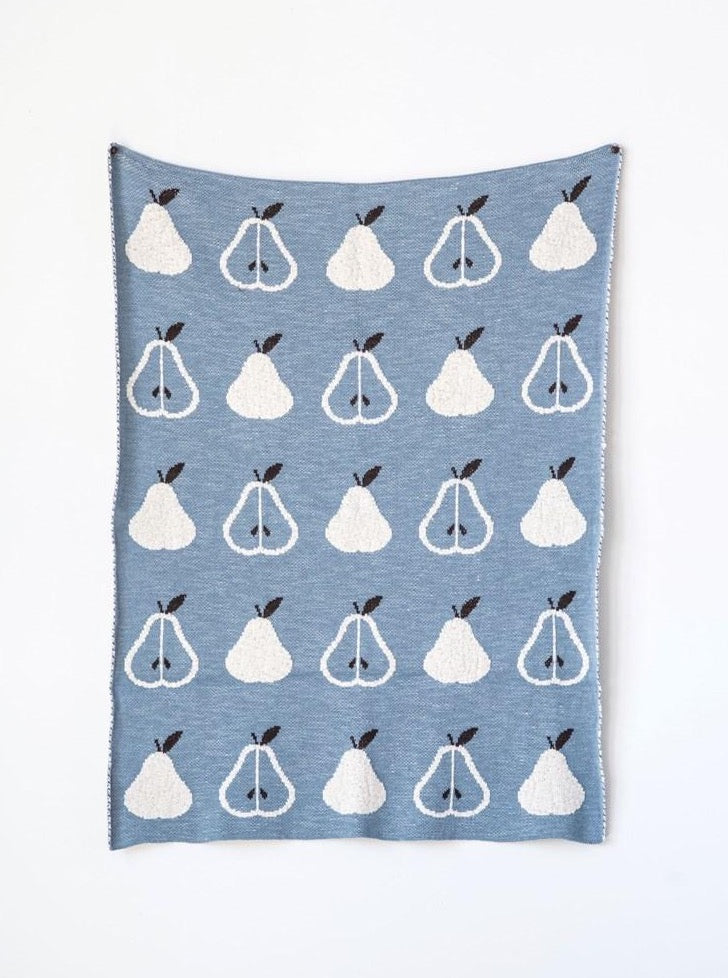 40"L x 32"W Cotton Knit Baby Blanket w/Pears