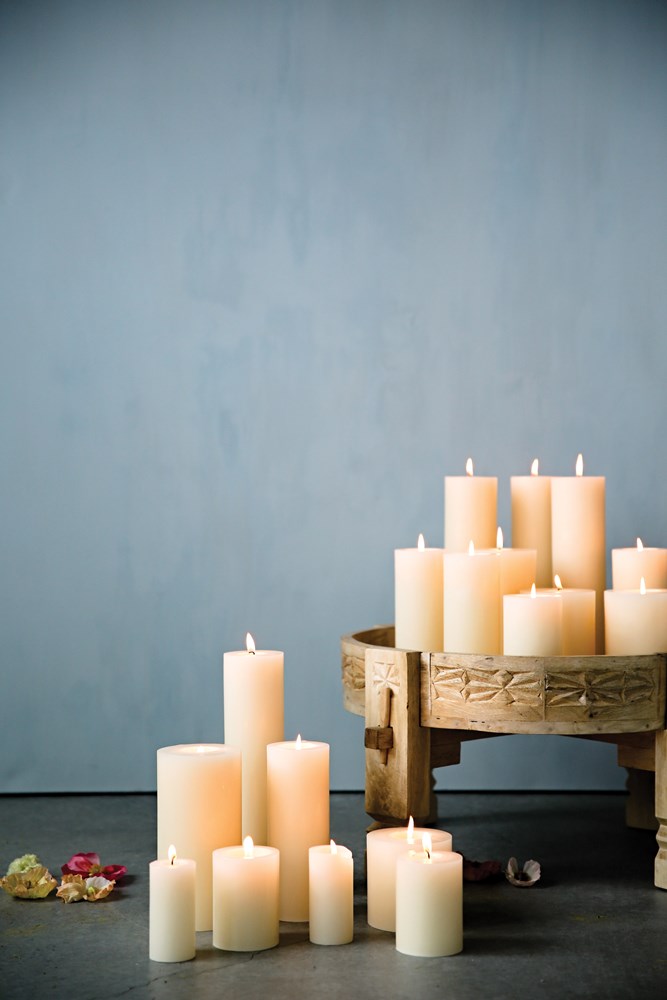4" Round x 8"H Unscented Pillar Candle (Approximate Burn Time 148 Hours)