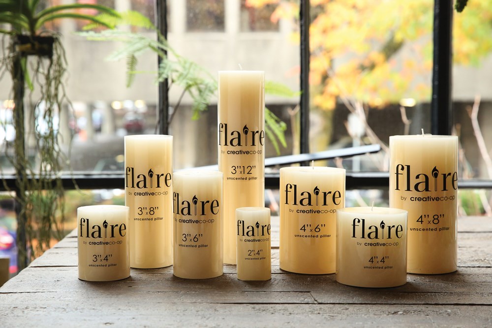 4" Round x 8"H Unscented Pillar Candle (Approximate Burn Time 148 Hours)