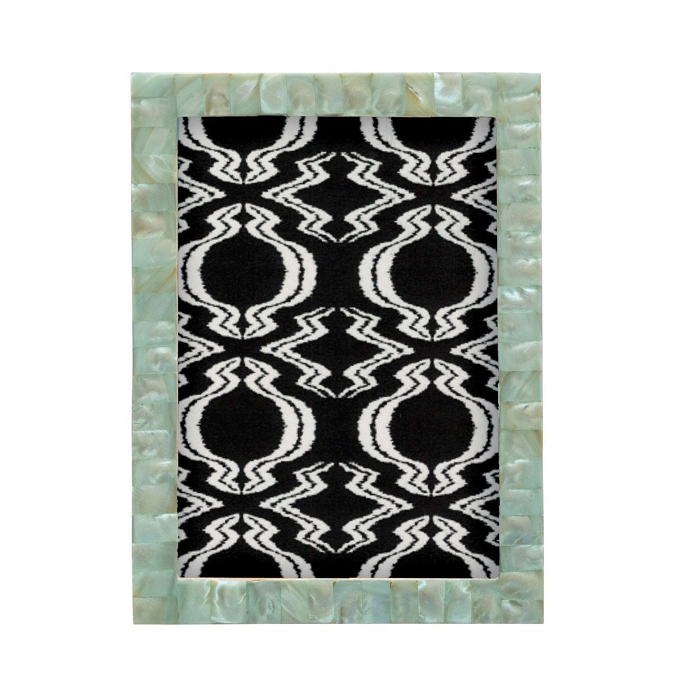 5-3/4"L x 7-3/4"H Handmade Mother of Pearl & MDF Photo Frame, Aqua (Holds 5 x 7 Photos)