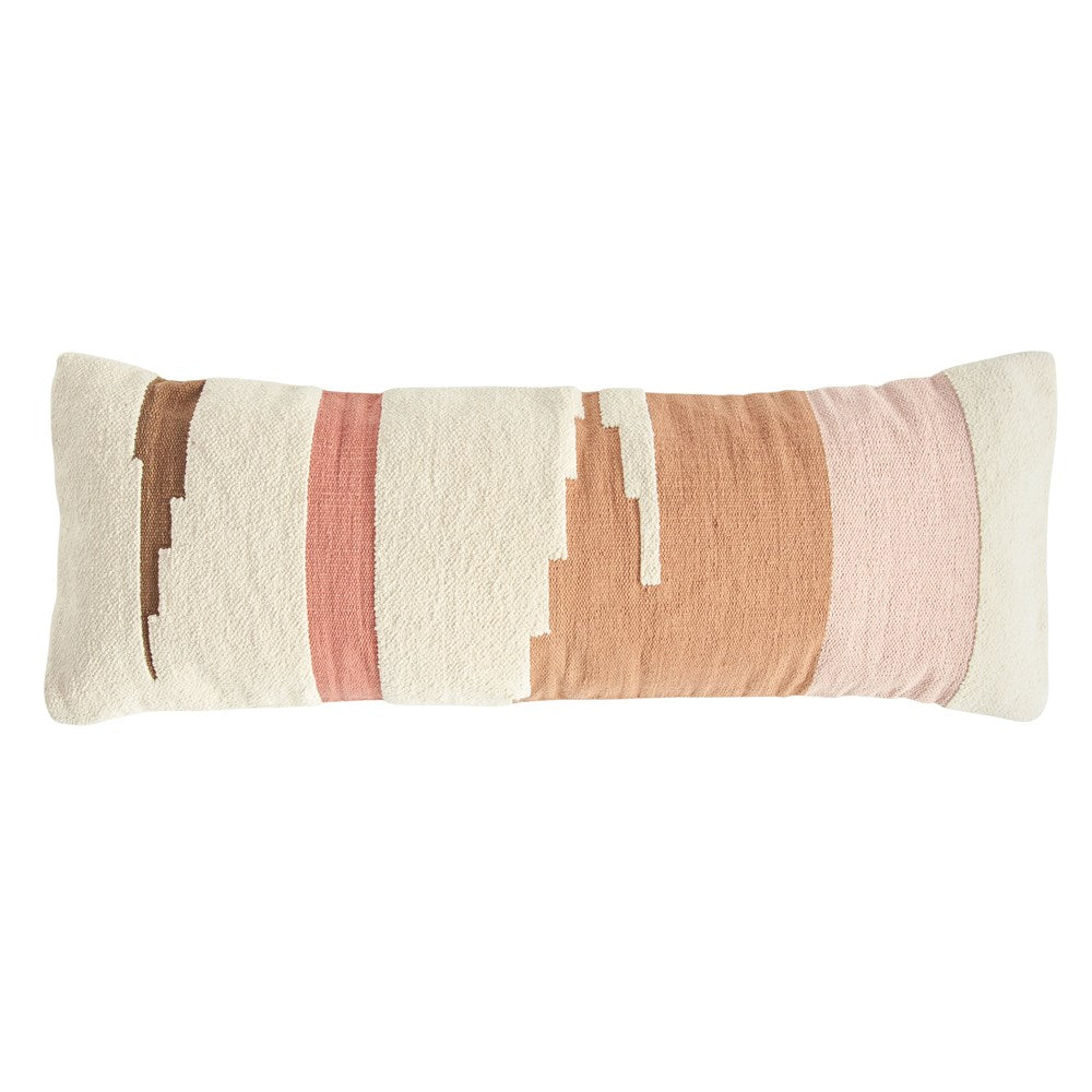 50"L x 18"H Hand Woven Cotton Kilim Lumbar Pillow, Multi Color