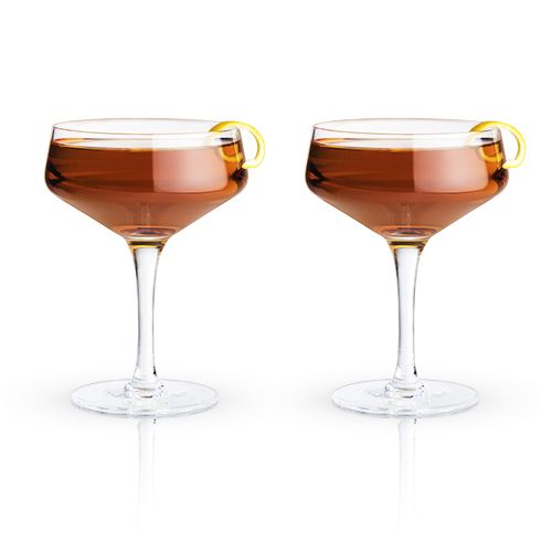 Angled Crystal Coupe Glasses (Set of 2)