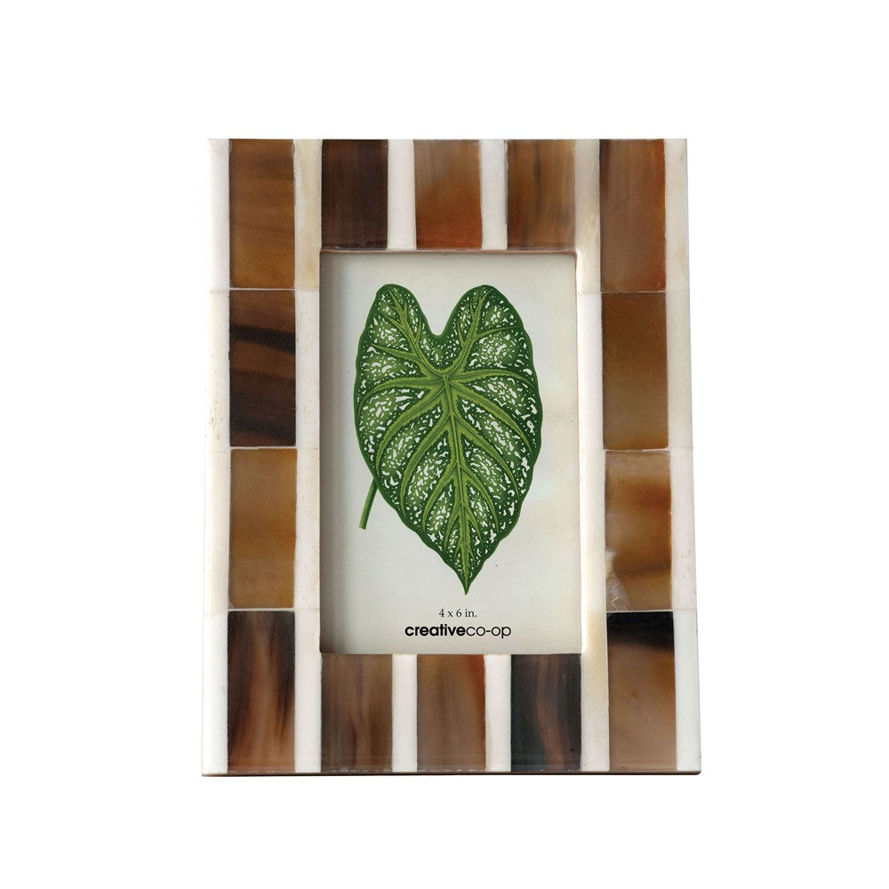 6-1/2"L x 8-1/2"H MDF & Horn Photo Frame (Holds 4" x 6" Photo)