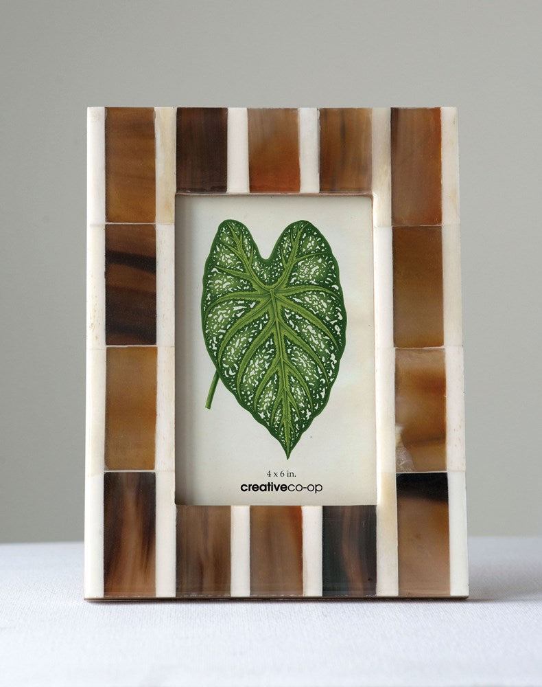 6-1/2"L x 8-1/2"H MDF & Horn Photo Frame (Holds 4" x 6" Photo)