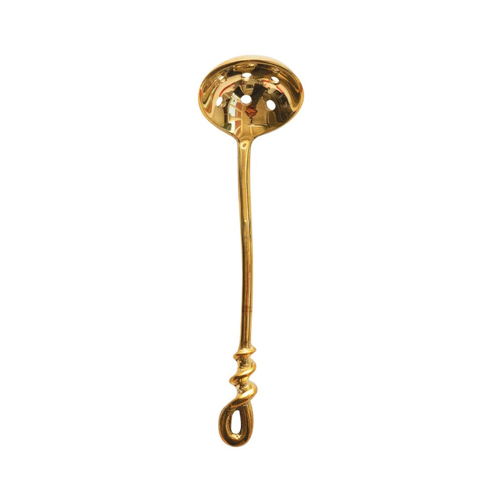 6"L Brass Ladle w/Holes, Gold Finish