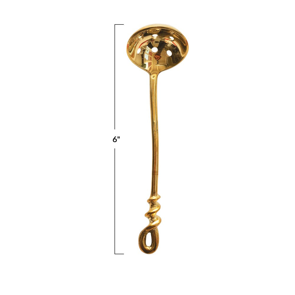6"L Brass Ladle w/Holes, Gold Finish