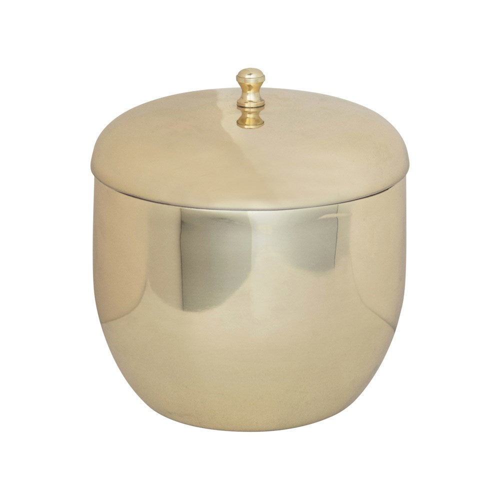 6" Round x 6"H 1 Quart Stainless Steel Ice Bucket. Brass Finish