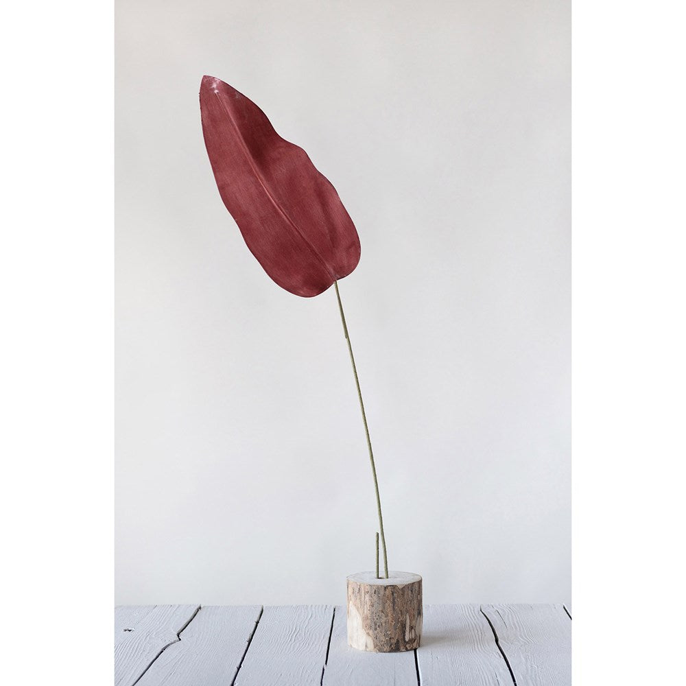 78-3/4"H Faux Leaf Stem, Persimmon Color