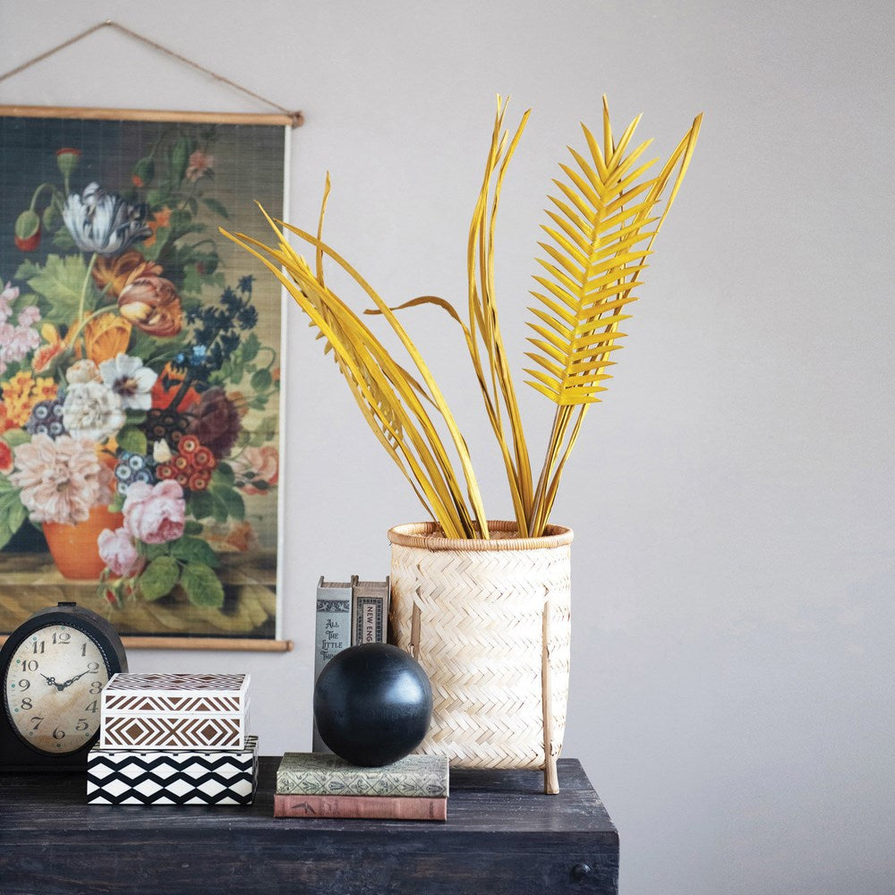 8-1/4"L x 5"W x 2-1/2"H Resin & MDF Box w/ Lid & Pattern Inlay, Black & White