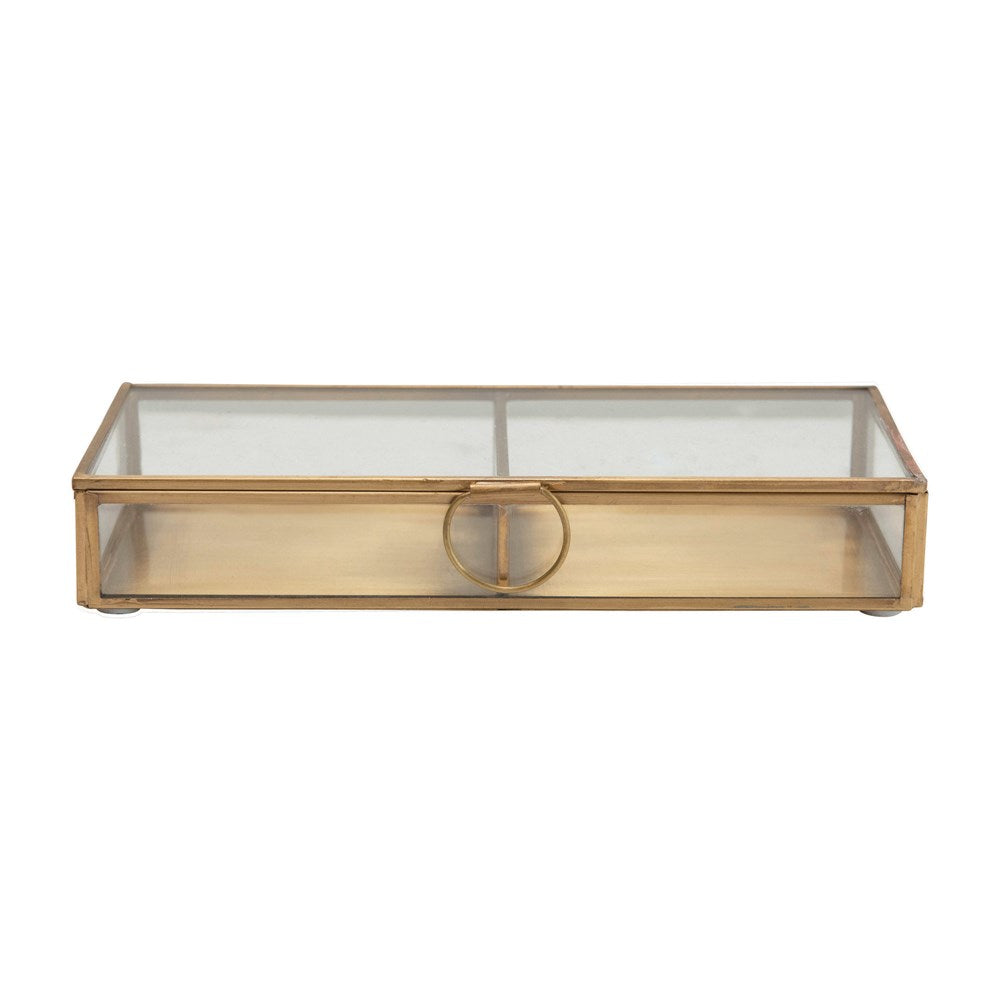 9"L x 4-1/4"W x 1-1/2"H Brass & Glass DIsplay Box