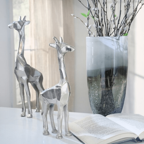 Aluminum Standing Giraffe, 12" Silver