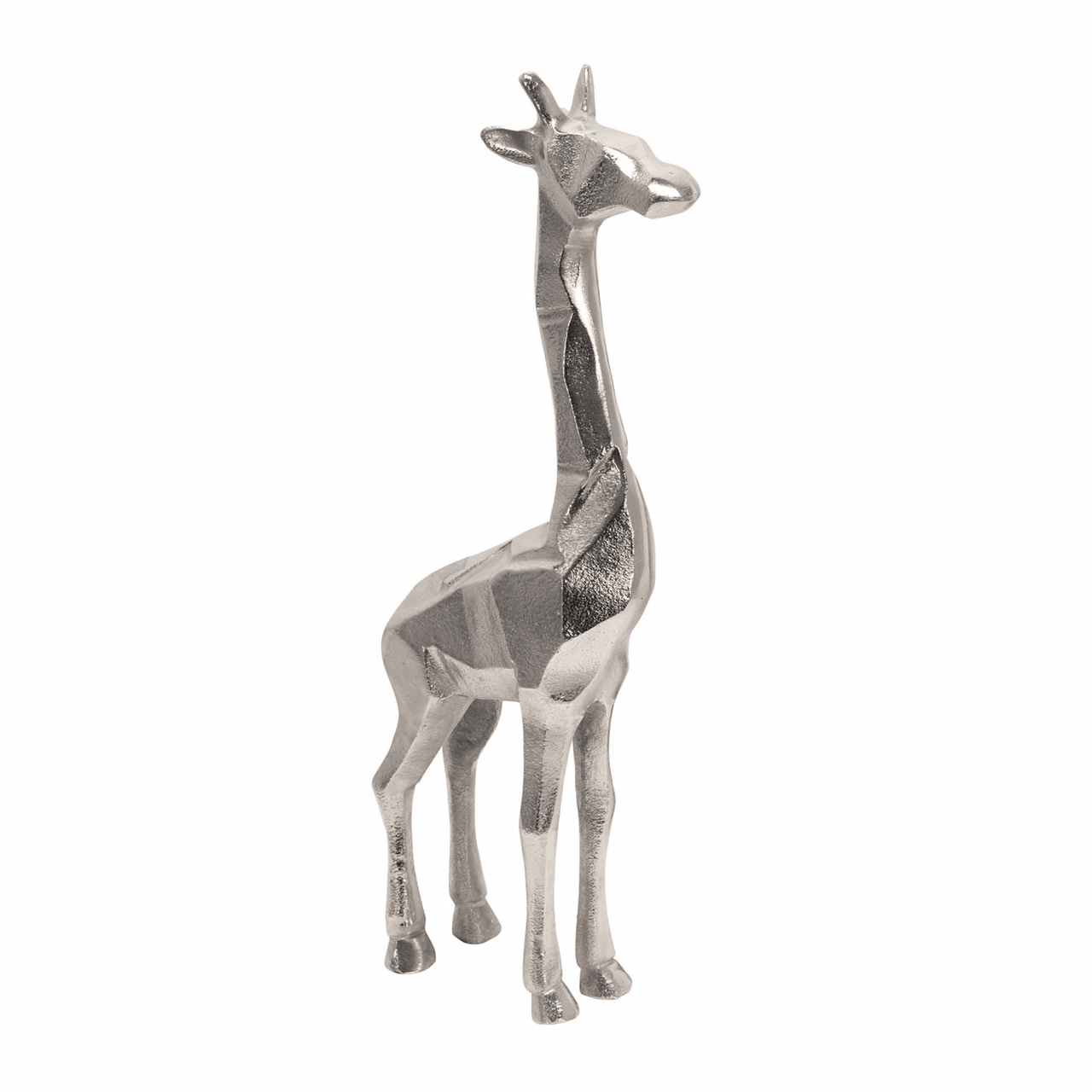 Aluminum Standing Giraffe, 15" Silver