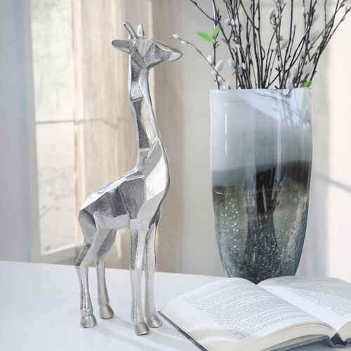 Aluminum Standing Giraffe, 15" Silver