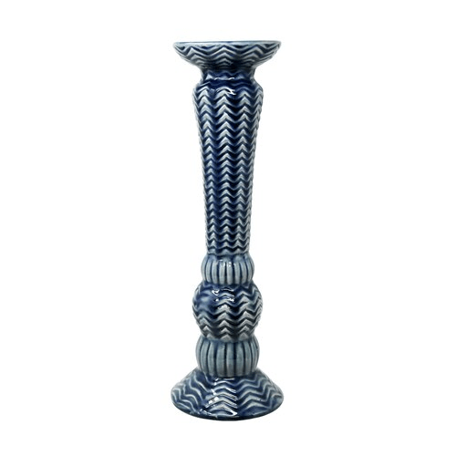 Blue Glazed Candle Holder 17.75"