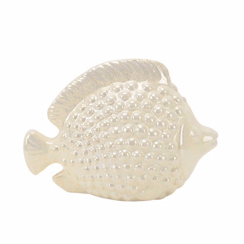 10.5" Ceramic Fish, Pearl