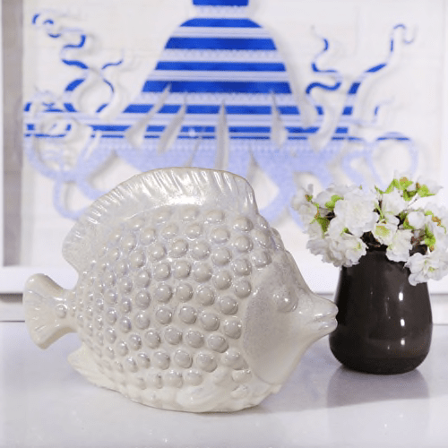 10.5" Ceramic Fish, Pearl