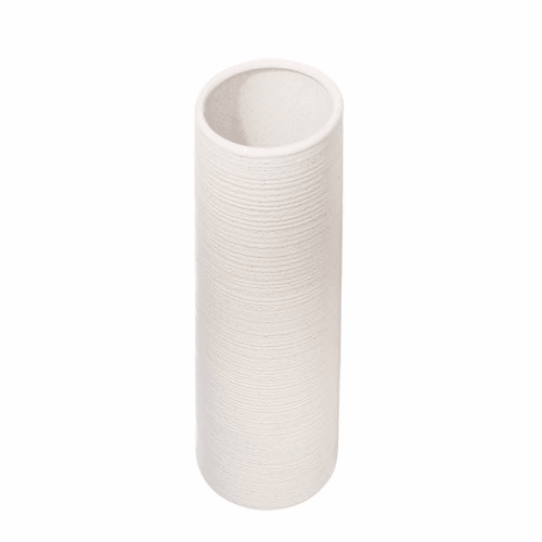 Ceramic 24" Deco Tube Vase, White