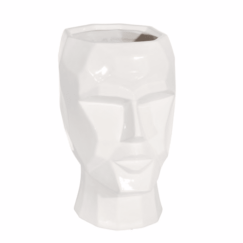Ceramic, 12" Face Vase, White