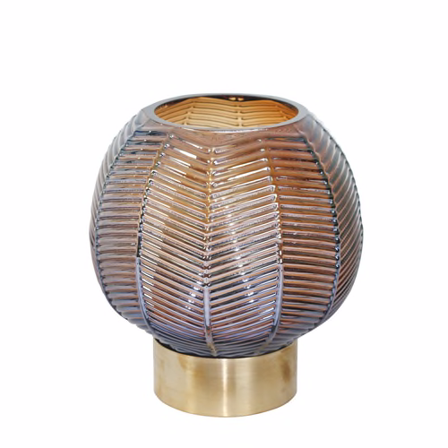 Glass 7" Chevron Pattern, Brown/Gold