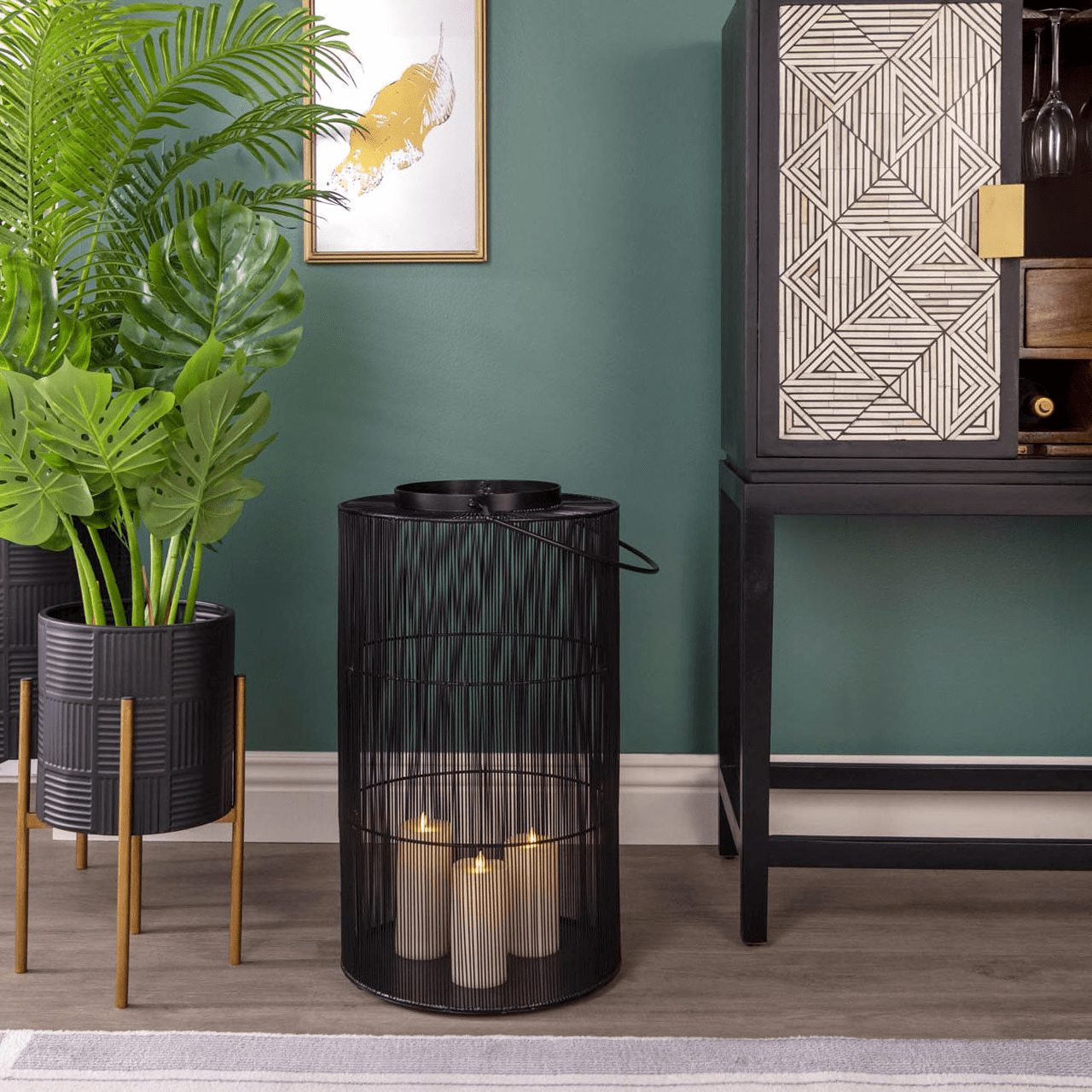 Metal 26" Wire Lantern, Black