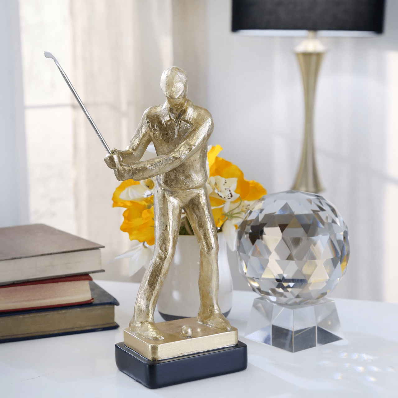 Resin 14" Golf Figurine, Gold